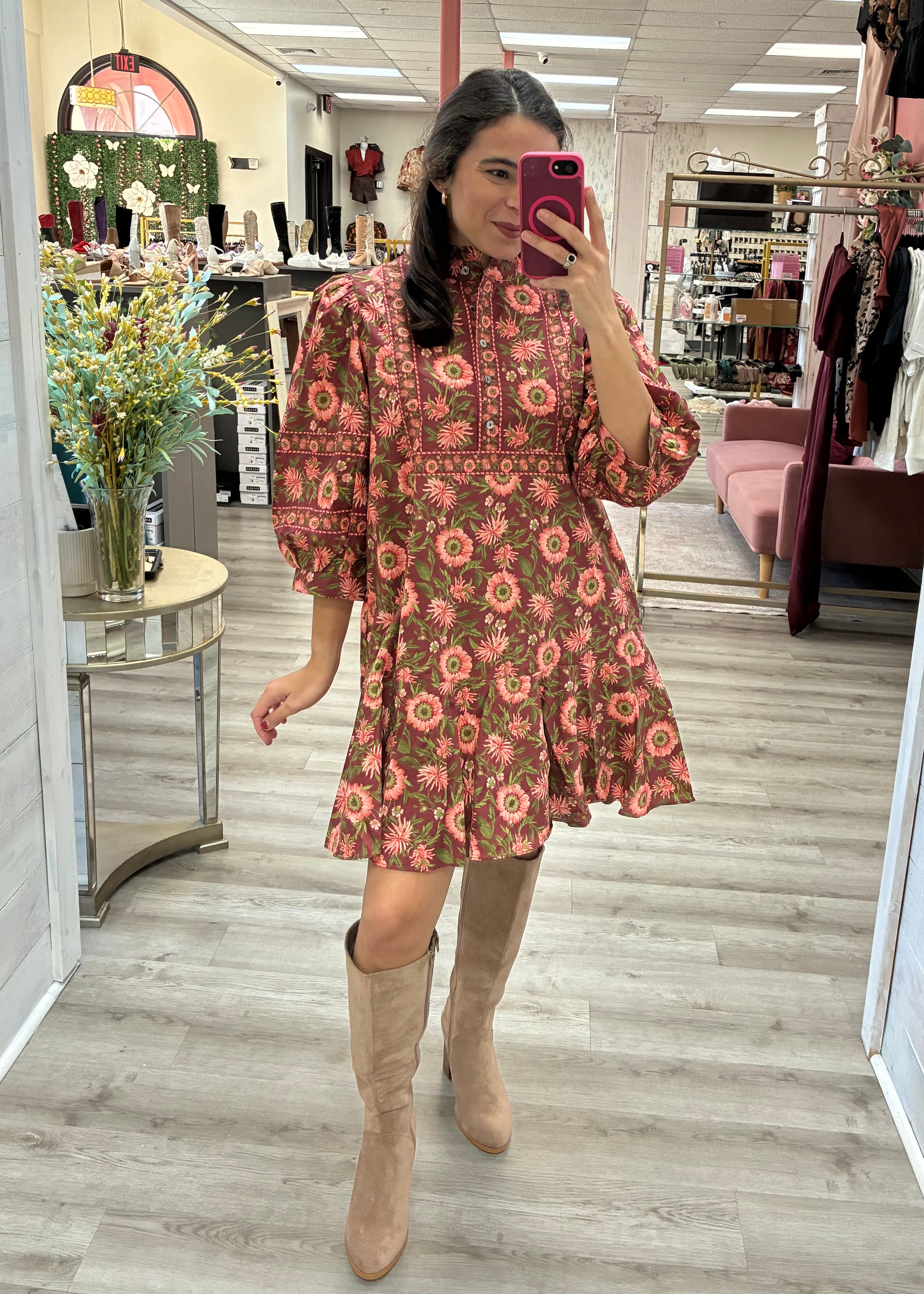 The Fall Meadow Dress Burgundy / M The Fall Meadow Dress Burgundy / M