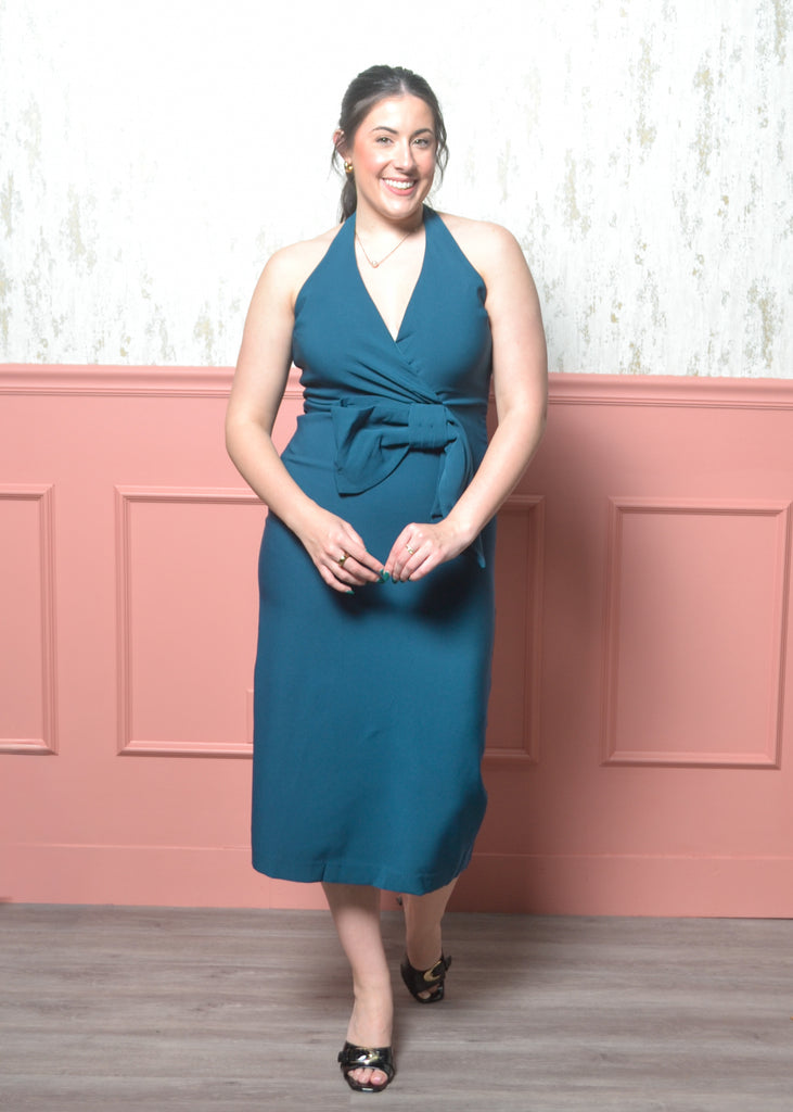 The Classic Wrap Halter Midi Dress TEAL / M The Classic Wrap Halter Midi Dress TEAL / M