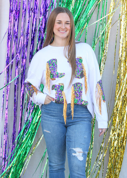 Fringed Boot Sequin Pullover